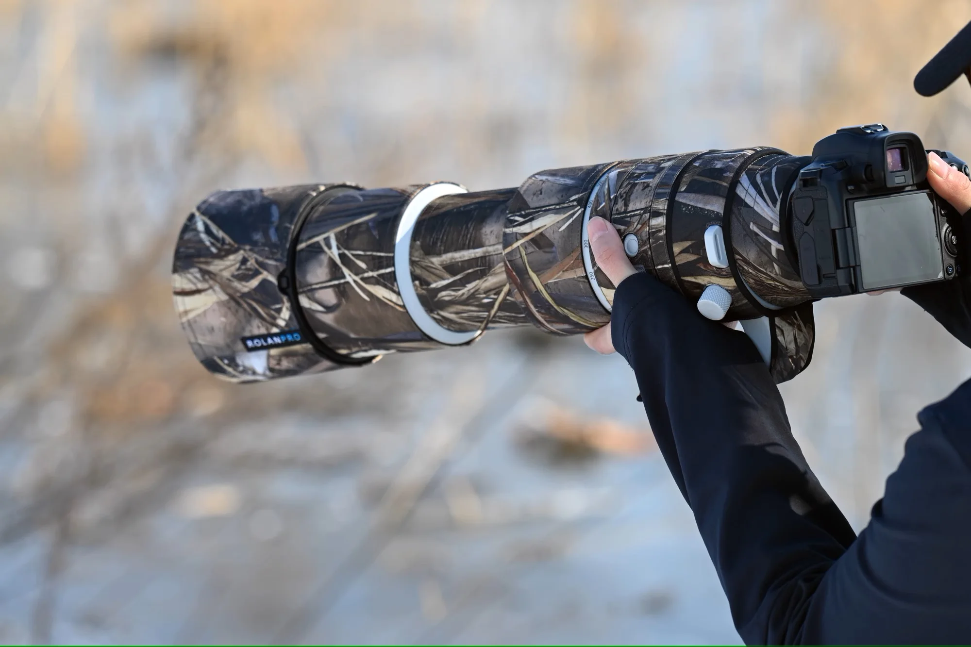 ROLANPRO Objektivmantel für Canon RF 200–800 mm F6.3–9 IS USM Regenschutz, Camouflage-Linsenschutzhülle, RF 200 800 Pistolen, Stoffhülle Image