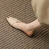 2024 Sommer Hausschuhe Frauen Echt leder Schuhe für Frauen spitzen Zehen niedrigen Absatz Panto letten elegante Sandalen Frauen rutscht Damenschuhe