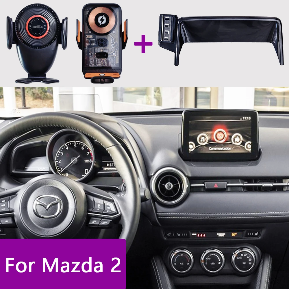 Für Mazda 2 Mazda 2 Demio Fließheck 2015 2016 2017-2020 Auto Telefon Halter Bildschirm Feste Drahtlose Lade Ständer handy Halterung Image