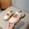 Mädchen flache Schuhe Mode gekräuselte Kante elegante Kinder Leder Schuh dicken Boden Bowknot Mary
