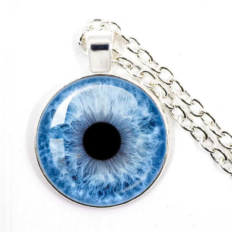 Schöne modische farbige Halskette mit bösem Blick, schöner Tierdrache, Katzenauge, Herz, 25 mm, Glas-Cabochon-Anhänger, Geschenk für Freunde Image