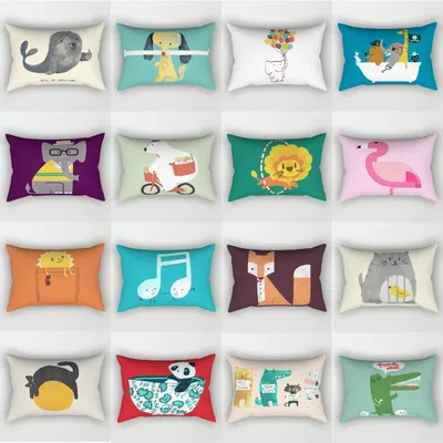 Nordische Karikatur Tier Wurf kissen rechteckige Sofa kissen Lenden kissen Kissen Schlafzimmer Image