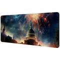 OWNTA Independence Day Fireworks Pattern Rectangular Extended Desk Pad with Non-Slip Rubber Bottom Suitable for Home Office Desktop Mat Gaming Pad Gaming Mouse Pad