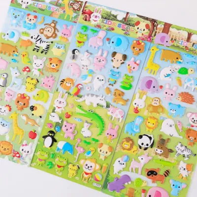 4 Stück/Packung Cartoon Tiere Kawaii Zoo Puffy 3D Aufkleber Scrapbooking Diy Journal Briefpapier Image