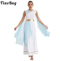 Frauen römischen Gott Kostüm elegante antike griechische Toga Kleider Metallic Patchwork langes