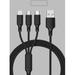 Daradara Fast Charging Cable 3 in-1 Multi-Function Charging Cable Multi Function Cell Phone Charger Cord black