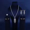 3 Stück Dekor Dubai Frauen Party Modeschmuck Sets für Bräute Hochzeit Luxus Rhodium Platin Überzug