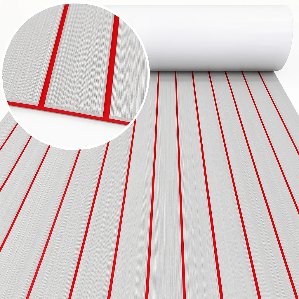 2400*450mm EVA Schaum Boot Terrassendielen Blatt matte Anti-Skid Faux Teak Yacht Marine Bodenbelag pad Zubehör Selbst-Klebe Fahrzeug pad Image