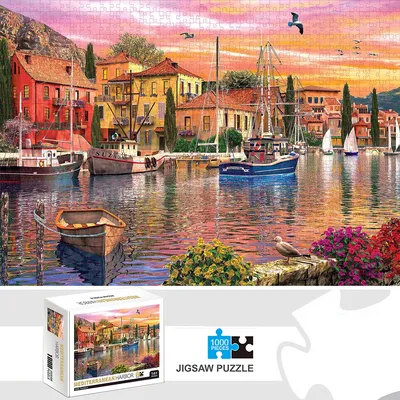 1000-teiliges Puzzle Mediterraner Hafen Home Decor Erwachsene Puzzlespiele Familienspaß Bodenpuzzles Image