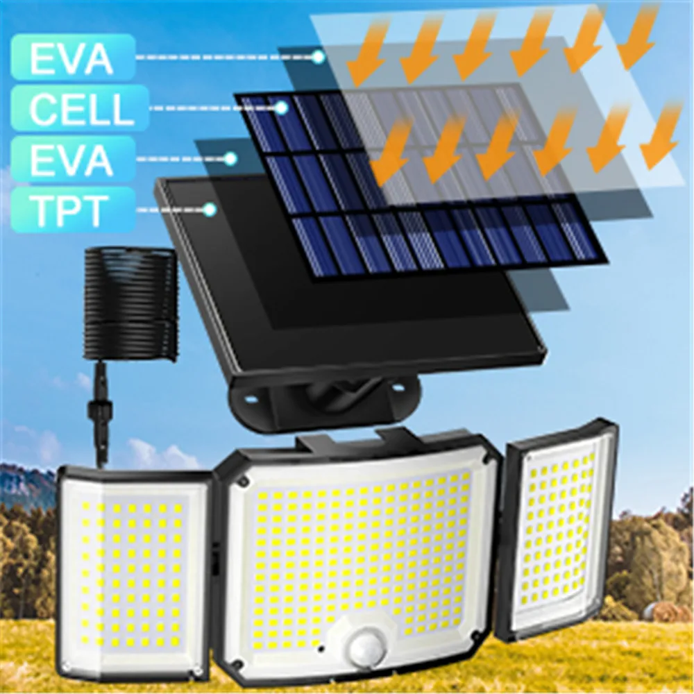 346 LED-Solarleuchte für den Außenbereich, wasserdicht, mit Bewegungsmelder, Flutlicht, Fernbedienung, 3 Modi, für Terrasse, Garage, Hinterhof