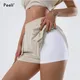 Spandex Sport Shorts mit Handy taschen lose Yoga Shorts Frauen Kleidung hohe Taille Gym Shorts