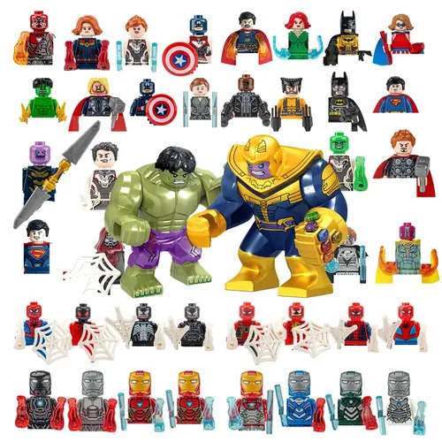 Wunder Anime Figur Mini Block Puppen Superhelden Serie Spider Man Iron Man Puzzle Set Spielzeug
