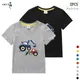 Neue kinder T-shirt Top Sommer Cartoon Druck 100% Baumwolle Kurzarm Sweatshirt Grau + Schwarz 2PCS