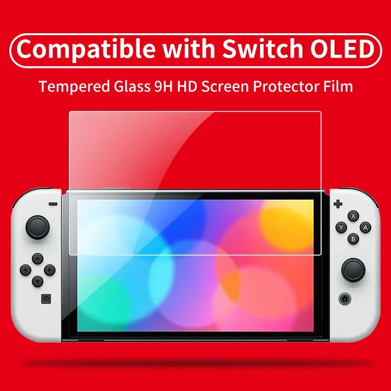 2 Stück Displayschutzfolie aus gehärtetem Glas, kompatibel mit Nintendo Switch OLED 9H HD, klare Schutzfolie für Switch OLED-Zubehör Image