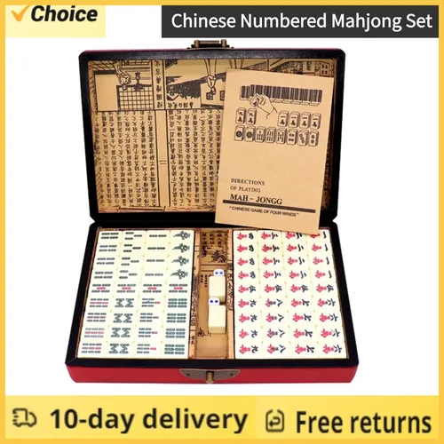 Chinesisches nummeriertes Mahjong-Set 144 Fliesen mah-jong-Set tragbares chinesisches Spielzeug mit