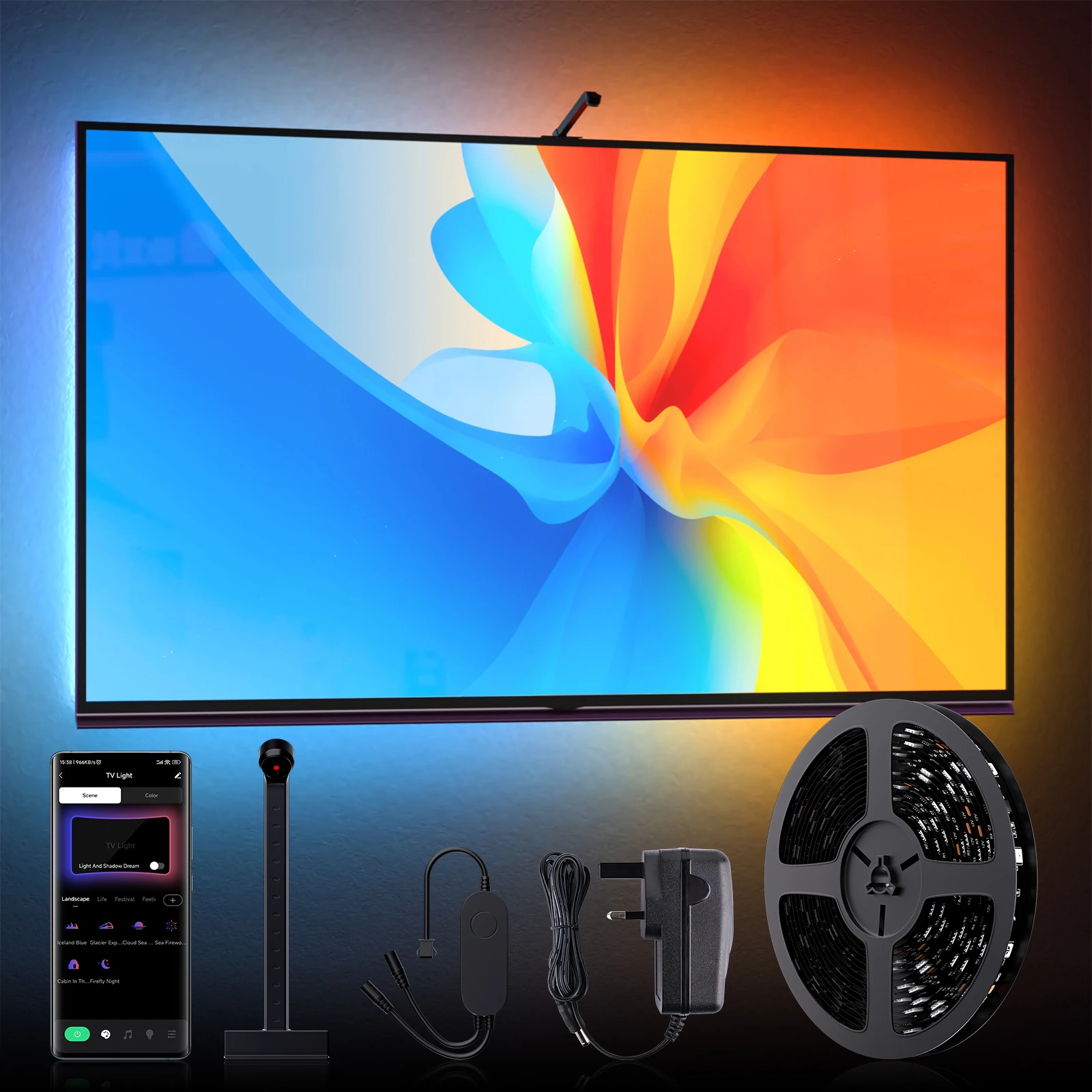 TV LED Hintergrundbeleuchtung Mit Kamera Umgebungs Streifen Licht Immersion Led Farbe Streifen LED Licht Für 55-65 Zoll TV PC Band Bildschirm Led RGB