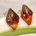 'Diamond-Shaped Walnut Wood and Brown Resin Button Earrings'
