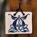 Superb Blue,'Hand-Painted Classic Leafy Tile Ceramic Pendant Necklace'