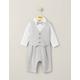 Mamas & Papas Cotton Rich Mock Waistcoat Romper (0-24 Mths) - 3-6 M - Cream, Cream