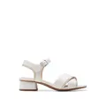 Clarks Womens Wide Fit Leather Strappy Block Heel Sandals - 3 - White, White