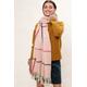 Louche Aoife Fluffy Warm Handle Woven Check Scarf With Tassels - Pink