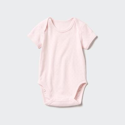 Uniqlo - Newborn's Cotton Pointelle Short Sleeved Bodysuit - Pink - 12-18 Mo
