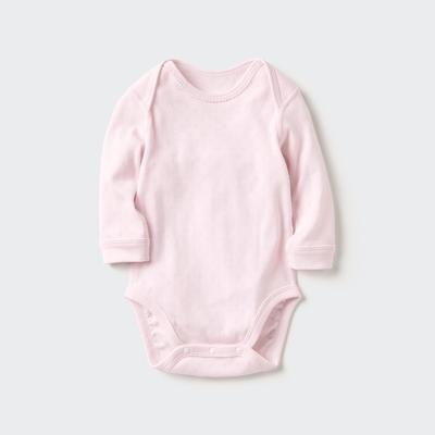 Uniqlo - Newborn's Cotton Pointelle Long Sleeved Bodysuit - Pink - 12-18 Mo