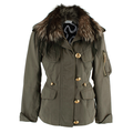 Emilio Pucci Khaki Fox Fur Trimmed Cotton Jacket Size S