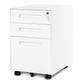 3 Drawer File Cabinet Filing Pedestal Metal Solid Mobile with Keys, Fully Assembled Except Casters（White）