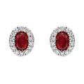 18ct White Gold Ruby and Diamond Oval Stud Earrings