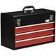 DURHAND Lockable 3 Drawer Tool Chest with Ball Bearing Slide Drawers Black, black