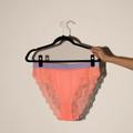 Synergy Lace Brief | High Waisted Womens Brazilian Knickers | Full Coverage | Coral | XXS | Lemonade Dolls