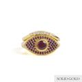 Rays of Light Fine Ring Pink Garnet and Amethyst Solid Gold