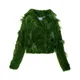 Fortini, Jackets, female, Green, M, Short Green Faux Fur Jacket with Snaps and Pockets