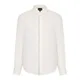 Emporio Armani, Shirts, male, White, 3Xl, White Linen Shirt with Contrasting Logo