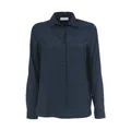 Le Tricot Perugia, Blouses & Shirts, female, Blue, 2Xl, Silk Shirt with Classic Collar