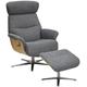 GFA Boden Swivel Recliner Chair with Footstool - Grey Fabric