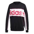 (WMNS) adidas originals Sweatshirt Large Logo Round Neck Colorblock Sports Hoodie Black