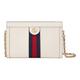 (WMNS) GUCCI Ophidia Gold Logo Stripe Webbing Leather Chain Shoulder Messenger Bag Small White Classic