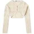 OPEN YY Women's Argyle Pointelle Knit Bolero Beige