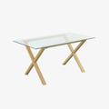 Cadiz Glass Dining Table With Glass Top - Oak by G.M Furniture