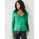 V by Very Textured Satin Button Through Blouse, Green, Size 14, Women
