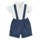 Mamas & Papas Baby Boys 2 Piece Dungaree Short And Bodysuit - Blue, Blue, Size 9-12 Months