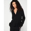 Calvin Klein Essential Rib Polo Neck Jumper - Black, Black, Size S = Uk 8, Women