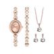 Sekonda Womens Rose Gold Alloy Bracelet with Rose Dial Analogue Watch and Matching Rose Gold Pendant and Earrings Gift Set, Rose Gold, Women