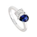 Created Brilliance Harmony , 9ct White Gold 0.75ct tw Lab Grown Diamond and Created Sapphire Toi et Moi Ring, Silver, Size N, Women
