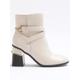 River Island Block Heel Boot - Cream, Cream, Size 7, Women