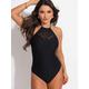 Pour Moi Summer Breeze High Neck Halter Swimsuit - Black, Black, Size 12, Women