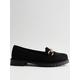 New Look Wide Fit Black Suedette Chain Trim Loafers, Black, Size 4, Women