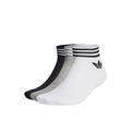 adidas Originals Unisex 3 Pack Trefoil Ankle Socks - White/Grey, Multi, Size 5.5-8, Men